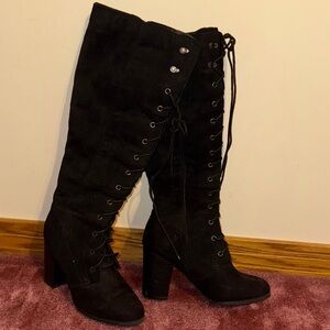Elegant Black Lace-Up Women's Boots
